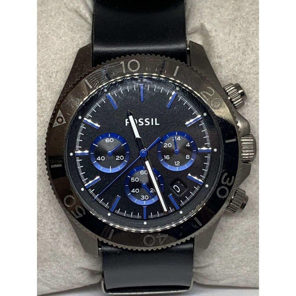 Fossil CH2869 Men's Black Leather Analog Black Dial Quartz Genuine Watch AA362